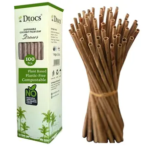 Dtocs Coconut Leaf Disposable Straws (100) for Parties Winery Cocktail Party