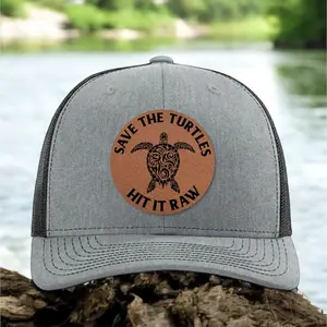 Save The Turtles Hit It Raw Hat - Plastic Straws Environment - Funny Trucker Hat - Beach Hats For Men - Richardson 112 Inappropriate Hat