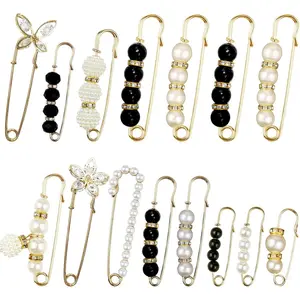 15 Pieces Pearl Brooch Safety Pins, Pant Waist Tightener Pins for Clothes Sweater Shawl Collar Dress Cardigan Shirt Jeans Decoration Accessories for Women Girls