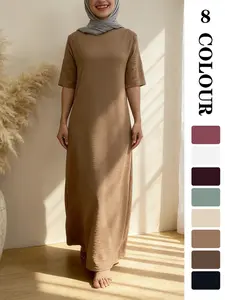 Muslim Sleepwear 8 Colors 5 Sizes, Fashion Muslim Short Sleeve Dress, Slimming Comfortable Breathable, Essential Home Wear for Women