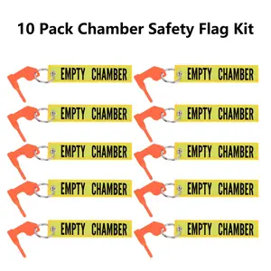 Chamber Safety Flag with Bonus Bright Yellow Key Chain Tags - Universal Accessories 6/10 Pack Empty Kit