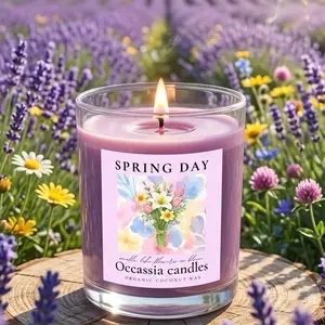 Spring Day Theme 7 OZ Candle by Occassia Candles - Organic Coconut Wax for Home Decor & Ornaments - scented lavender and peony