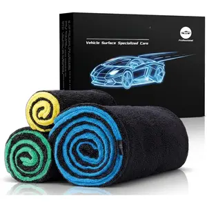 3-Pack Color-Coded  Drying Towels (48"x24"/14"x24"/10"x10") 1200GSM Dual-Sided Twisted Loop & Coral Fleece -  Pass Save Time, Streak-Free, Scratch-Free for , , SUVs