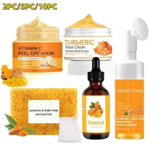 Turmeric Soap & Face Cream & Mousse cleanser &Oil& Vitamin C Peel Off Mask ,Deep Cleansing &Nourishing Skin for Women & Men All Skin Types,Christmas&Festival Gift