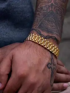 Men's Punk Style Watch Band Bracelet, Detachable Fashion Accessory, Durable Design for Daily Wear, Perfect Valentine's Gift, Stainless Steel Bracelet, Casual Trendy Jewelry