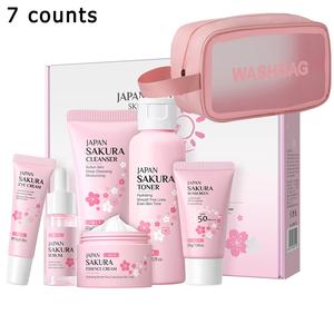 sakura skincare gift set, 6/7 counts/set deep cleansing, hydrating & moisturizing cleansers & serum skin care kit, gentle nourishing skin care kit for women, moisturize eye cream
