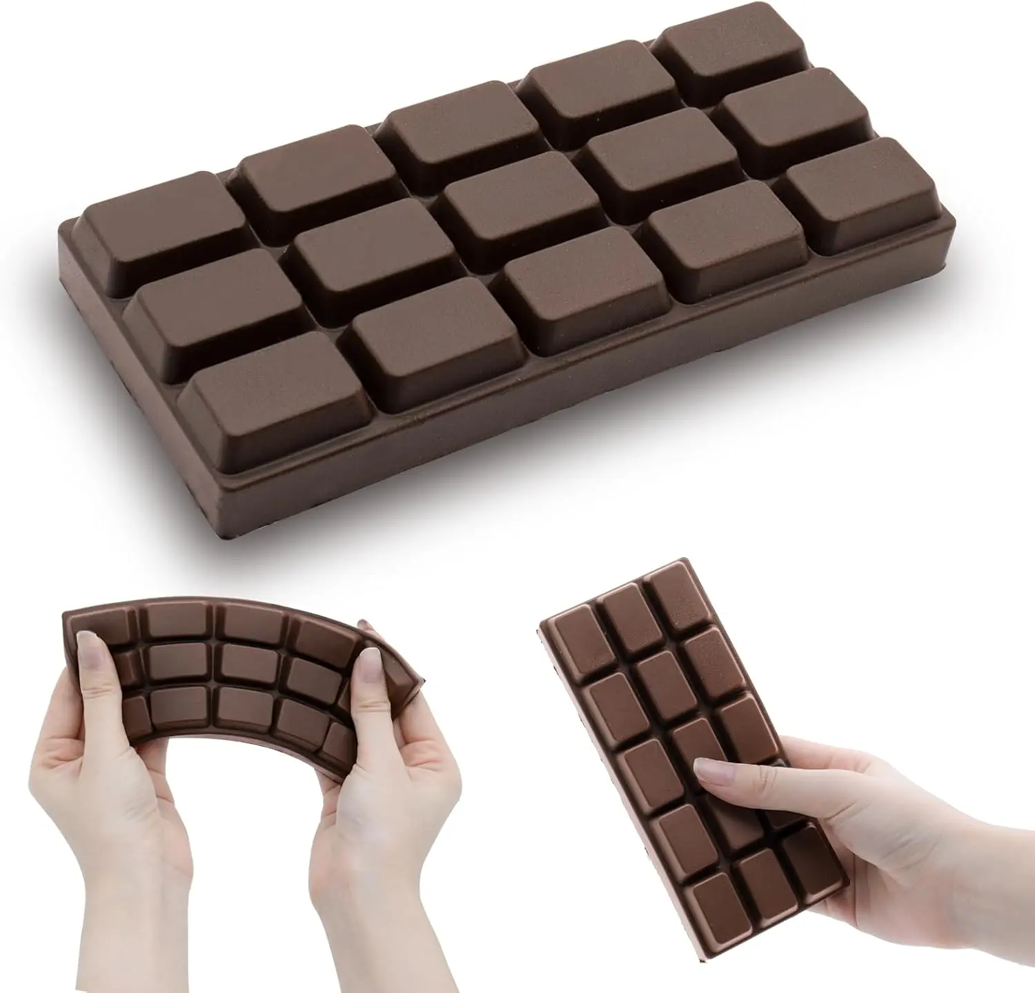 1Pcs Simulation Chocolate Squishy Toy, Soft Squeeze Fidget Toy, Stress Relief Desk Decor & Relaxation Gift for Office, Desktop Stress Reliever