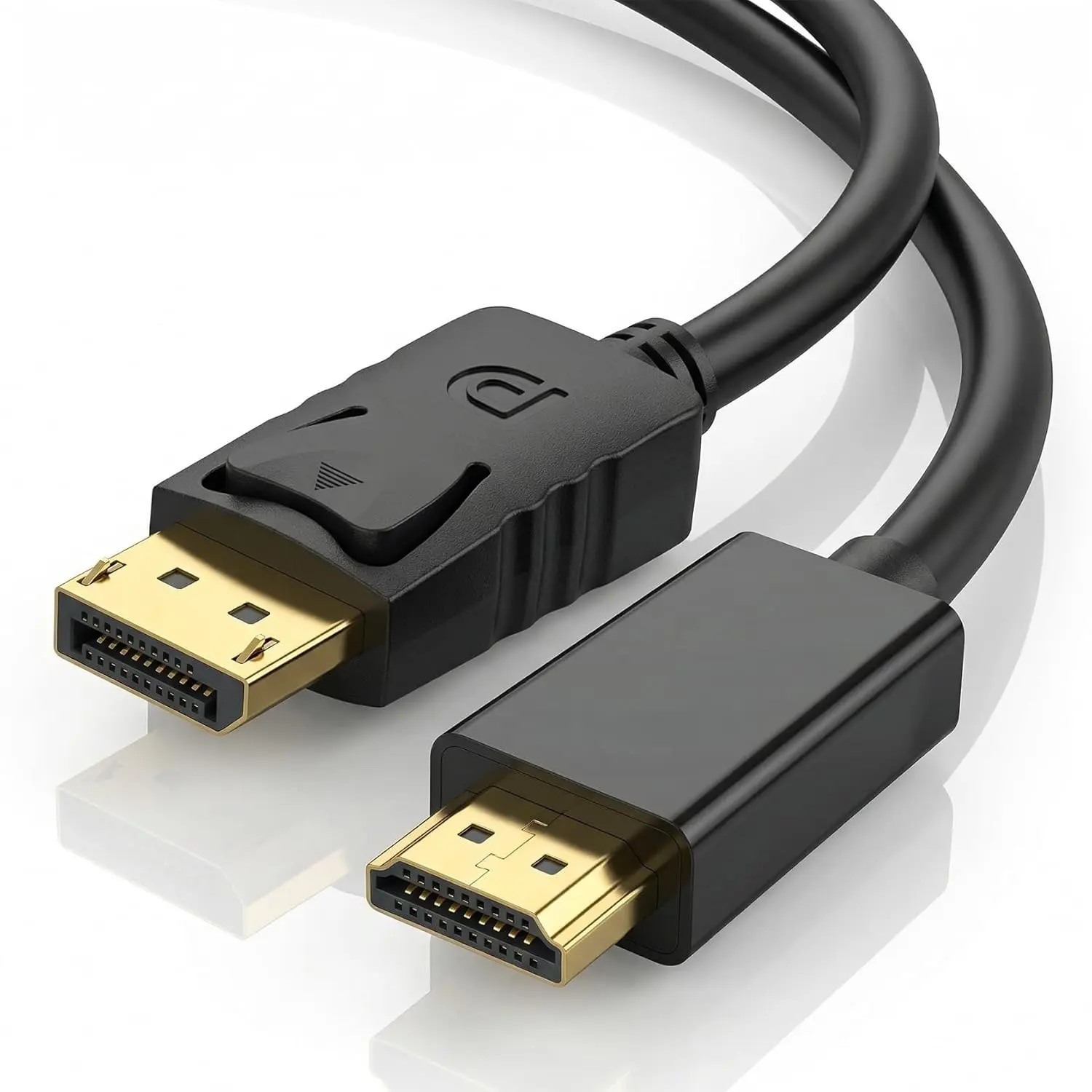4K DisplayPort to HDMI Cable Uni-Directional DP to HDMI Compatible with HDTV/Monitor/Projector Conversion Cord, Not Compatible with High-Refresh, Gaming, Curved, or Strict EDID Check Displays (1.8M)