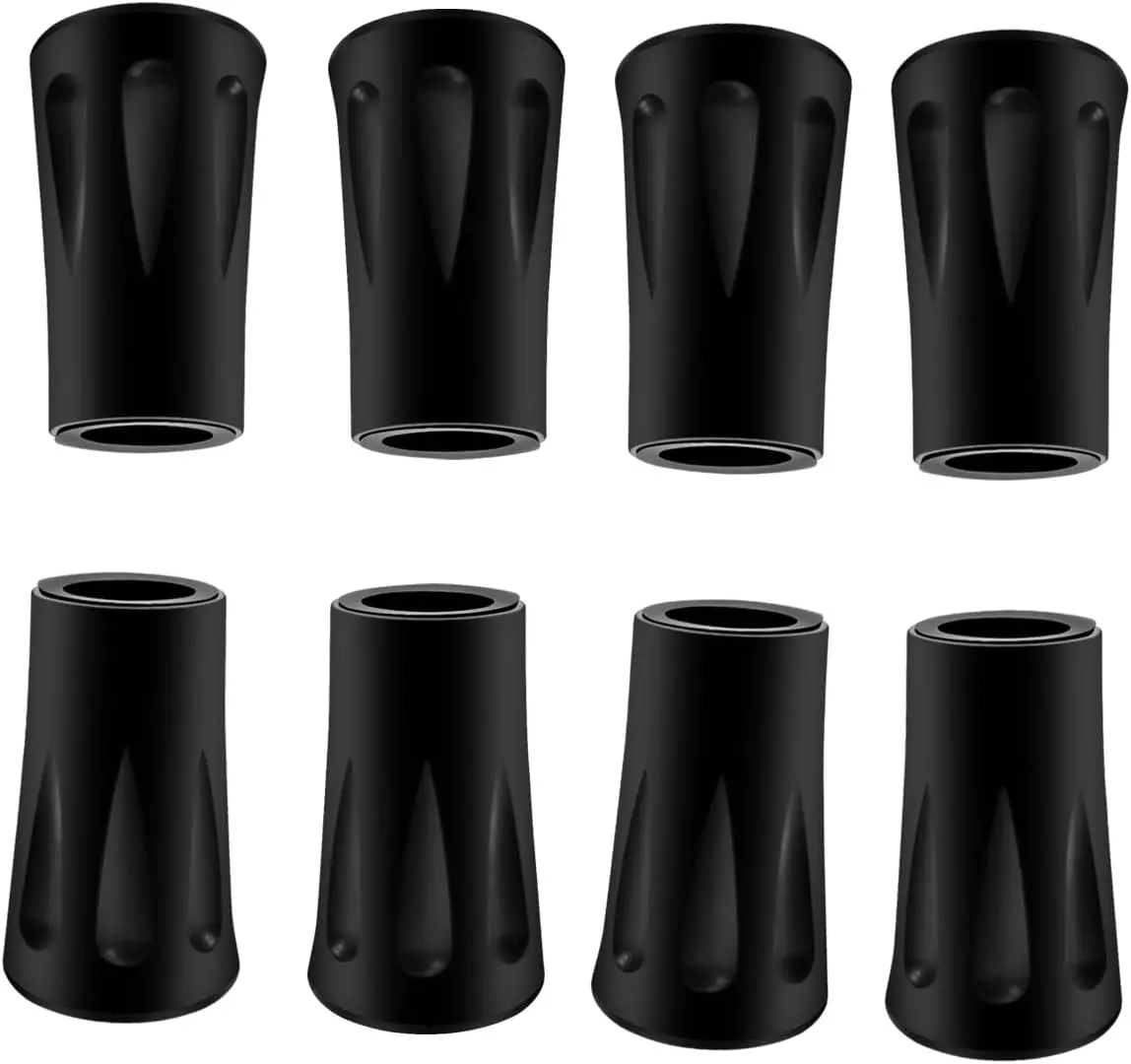 8Pcs Trekking Pole Replacement Rubber Tips - Shock-Absorbing Protectors for Hiking Poles/Walking Sticks, 11mm Hole Diameter, Fits Most Standard Outdoor Recreation Equipment
