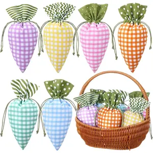 24 Pcs Easter Carrot Goodie Bags Fabric Drawstring Candy Bags Treat Gift Bags for Student Adult Office Employee Coworker,Easter Basket Stuffer for Egg Hunt,Outdoor Church School Classroom Decorations,Spring Birthday Party Supplies,Class Gift Exchange