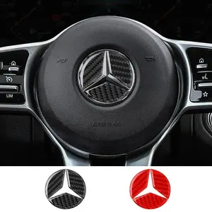 Carbon Fiber 3D Logo Emblem Car Steering Wheel Badge Sticker For Mercedes Benz AMG A/B/C/E/S Class W204 W205 W203 W206 W211 W212 W213 W201 W210 W220 W221 W222 W223 W251 GLC GLK CLA Auto Accrssorie Car Stickers