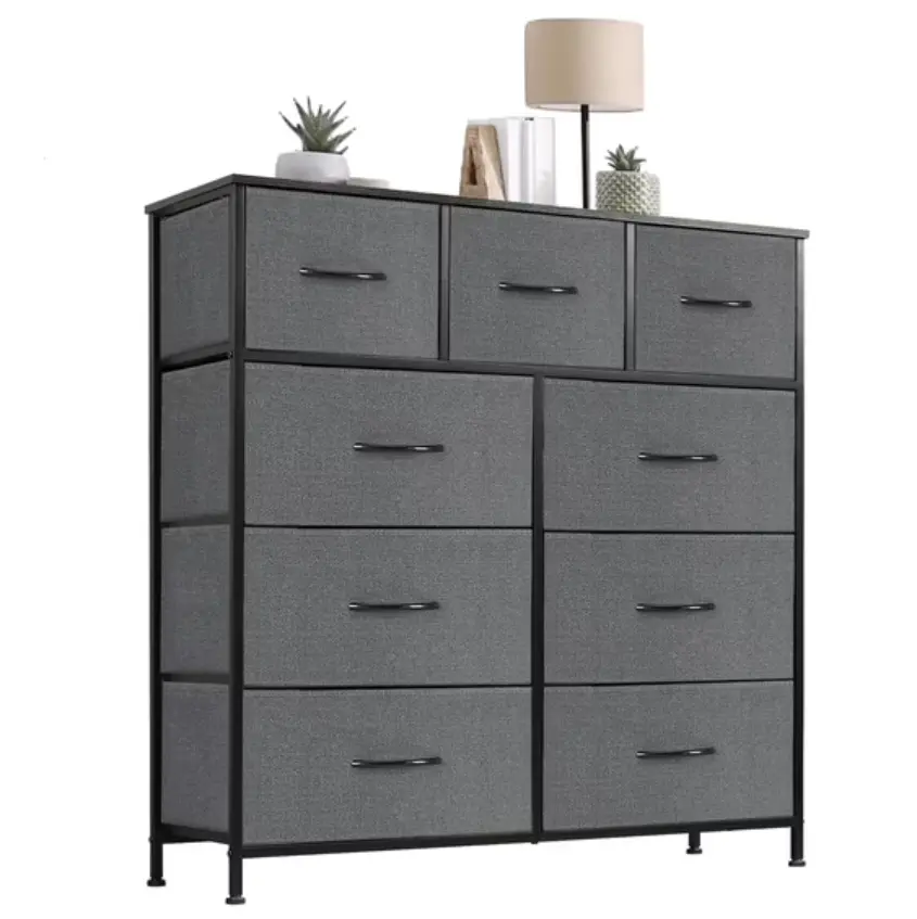 CONCETTA 9-Drawer Fabric Dresser Storage Chest for Bedroom, Closet, Storage Furniture for Adults, Gray