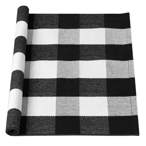 Unique Bargains Buffalo Check Rug, Plaid Outdoor Rug, Layered Door Mat, Cotton Gingham Rugs, Floor Mat For Front Porch/Runner/Bedroom/Kitchen/Farmhouse