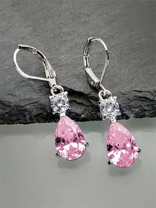 1 Pair Pretty Cubic Zirconia Drop Statement Earrings For Women For Wedding Engagement Anniversary Jewelry Valentine's Day Gift