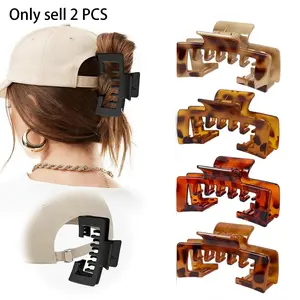 2 PCS Claw Clips for Baseball Caps, Strong, Non-Slip Square Design, Hair Accessory Gifts, Mixed Color for Thick and Fine Hair, Hair Clip for Hat for Women Girls