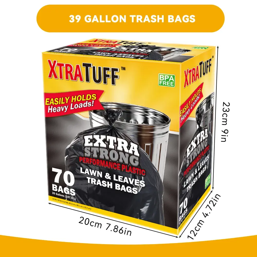 39-Gal Disposable Strong Trash Bags with Lavender Scent, 70pcs Puncture-Tear Resistant Leak-Proof Bin Bags, Boxed Dispenser Organizer for Household Garage Bedroom Home & Industrial Cleaning Supplies Expansive Aroma