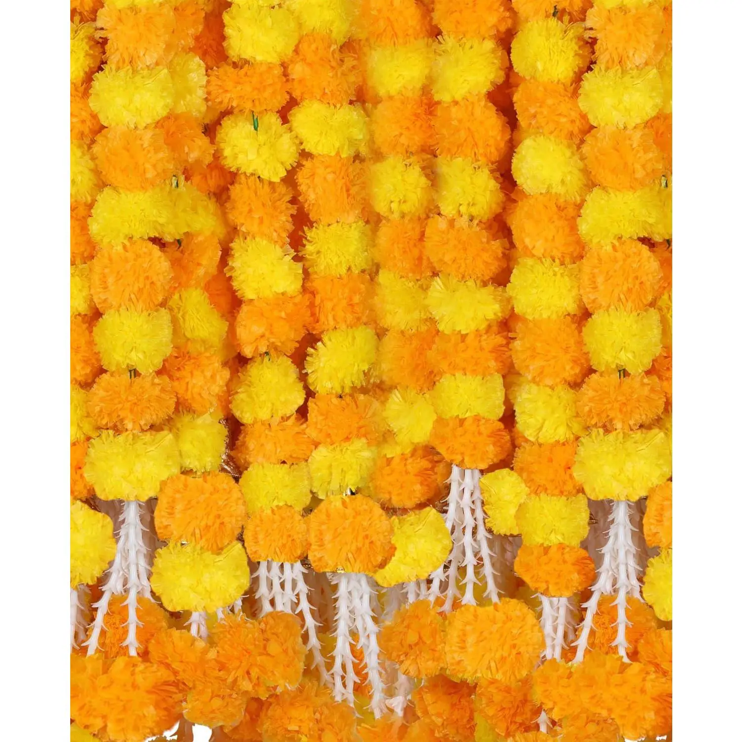 5 Marigold Garland Diwali Decorations For Home  Flowers Pooja Wedding Party Mantle Christmas Flower Decoration Backdrop (orange And Yellow)