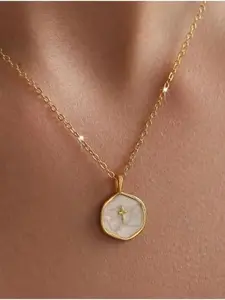 Women's Gold Cross Necklace, Religious Necklace, Elegant Enamel and Cubic Zirconia Pendant, Hypoallergenic Copper Jewelry, Casual Style, All Seasons