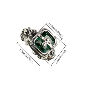 S925 sterling silvery skull inlaid with Synthetic Zirconia open ring trendy light luxury niche cold style ring suitable for gift giving lover Valentine's Day gift engagement ring engagementrings marquise engagement ring promise rings