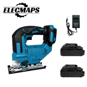 ELECMAPS Cordless jigsaw with three-position blade angle adjustment, suitable for straight, curved, and bevel cuts; compatible with Makita batteries