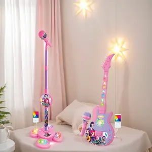 Kpop Karaoke Microphone Toy with Colorful LED Lights, Guitar Toys, Encourages Singing, Boosts Confidence, k-pop microphone for singing, Perfect Birthday Gift for Girlsand children Aged 3-8,  k-pop Fans Gift, Fun Educational Toys