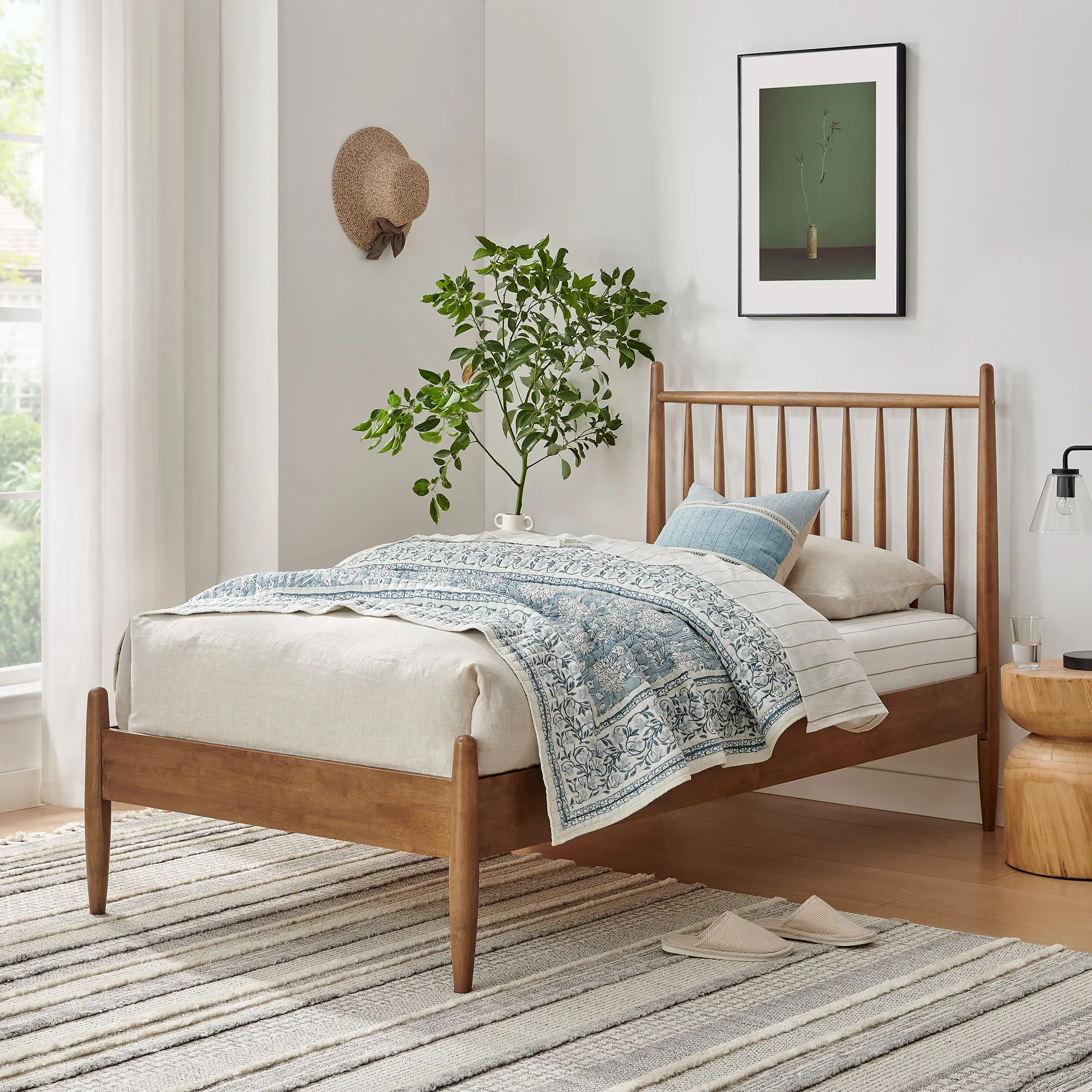 Zane Twin Size Spindle Bed Frame in Walnut Zane Twin Size Spindle Bed Frame in Walnut