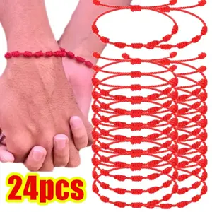New 2026 Red String Bracelets for Lucky 7 Knots Adjustable Handmade DIY Rope Bangles for Couple Frirends Amulet Jewelry Accessories Gift for love