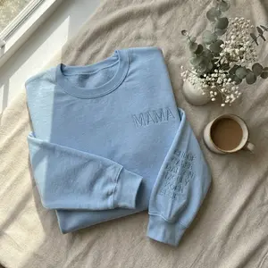 Personalized Mama Embroidered Sweatshirt, Custom Kids Names Sleeve Mom Crewneck, Mother’s Day Gift for Mom Grandma, Minimalist Name Embroidery Pullover, Cozy Cotton Fleece Sweater, Custom Family Sweatshirt, Trendy TikTok Mom Gift