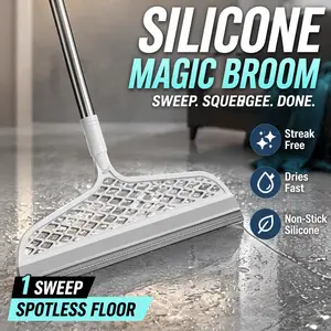 Silicone Magic Broom for Floor and Glass, Bathroom Squeegee Sweeper, Wet and Dry Household Cleaning Broom