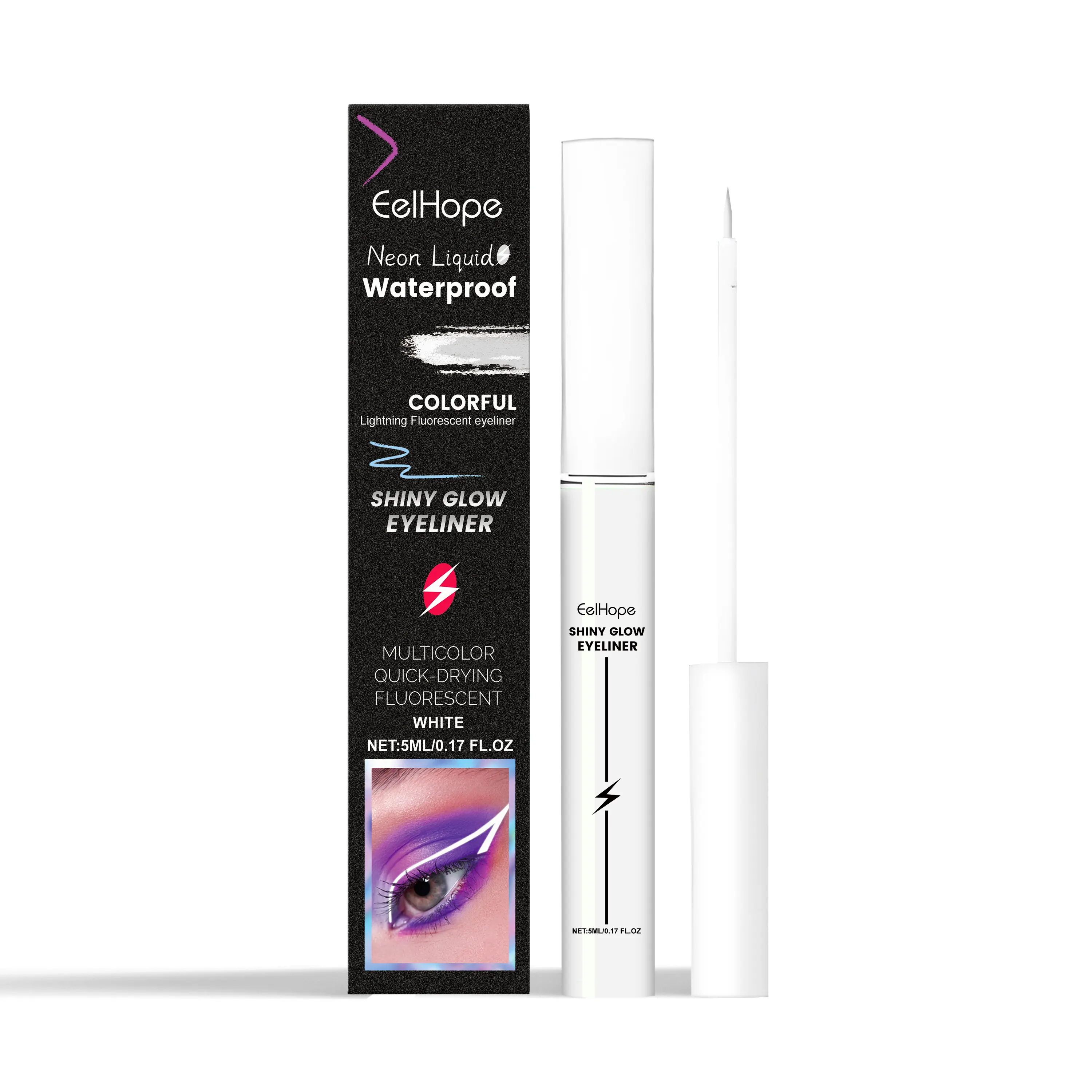 Eelhope Fluorescent Eyeliner Liquid (White) Colorful Charming Eyeliner For Long-Lasting Smooth And Moisturizing Eyes Without Fading