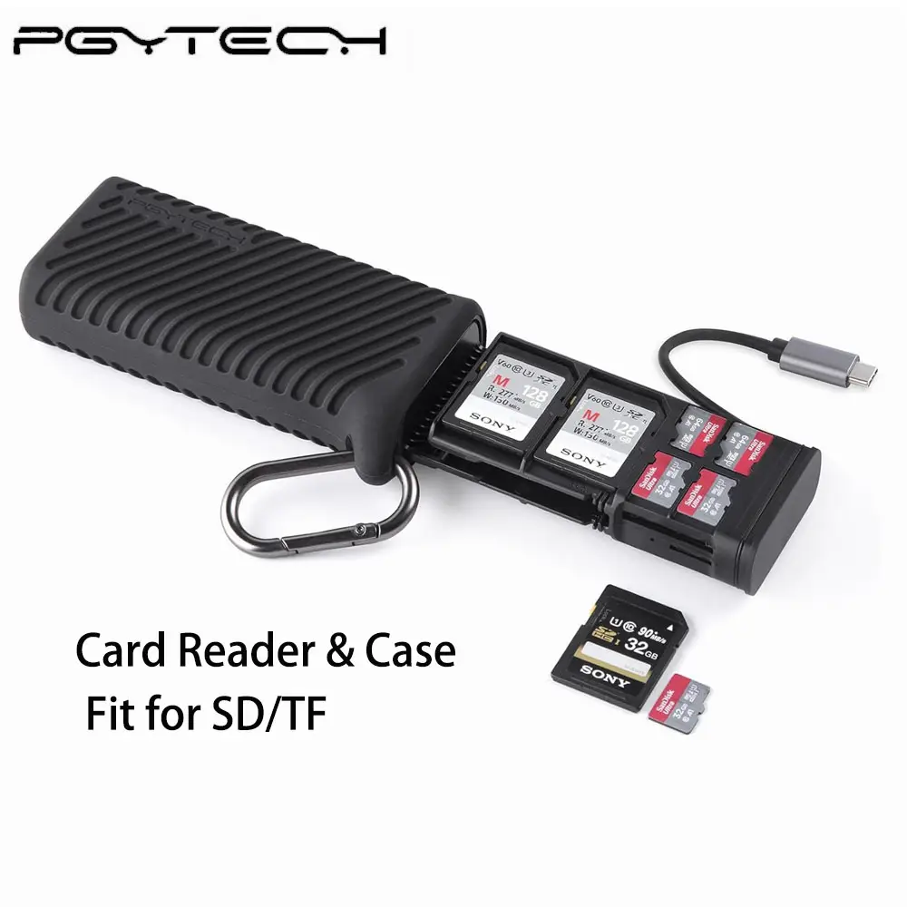 PGYTECH CreateMate High-Speed SD Card Reader Case USB 3.1 Type-C SD/TF Card Carrying Case Holder for Cameras, Smartphones, Drones, Action Cameras