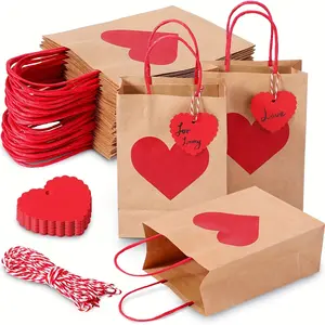 12/24PCS Happy Mother's Day Gift Bags Thick with Handle Heart-Shaped Paper Goodie Bag Bulk for Party Decorations Gifts Wrapping Supplies Mothers Theme Party Favors Treat Gift Wrap Party Gift Packs