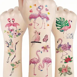10 Pcs Cute Flamingo Temporary Tattoo Stickers, Fake Tattoos with Cute Flamingo, Parrot, Butterfly and Flower Patterns, Body Decorations for Birthday Parties, Festivals and Music Festivals, Best Gifts for Family and Friends, Aesthetic Tattoo Merch