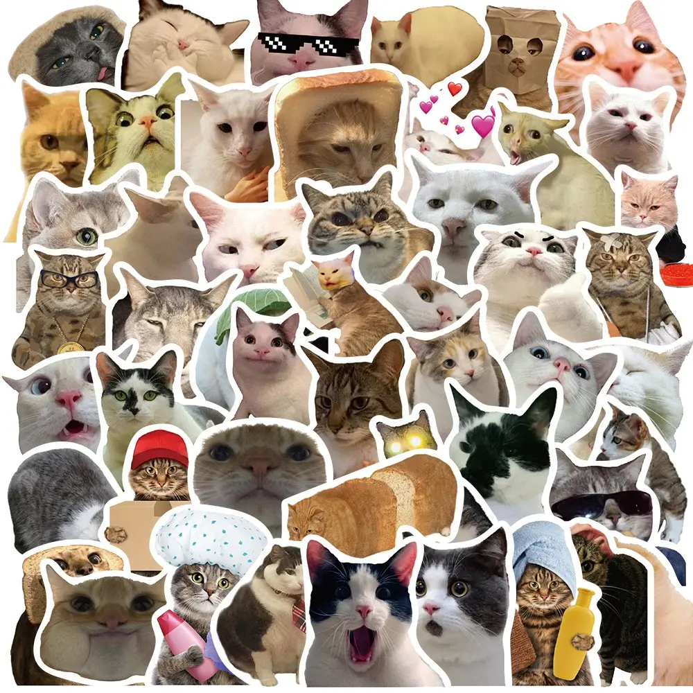 200 Unique Funny Cat Expression Stickers — A collection of hilarious internet cat expressions, featuring cute cats and famous online cat moments. Each sticker has a different design, so there’s always something fresh for you.