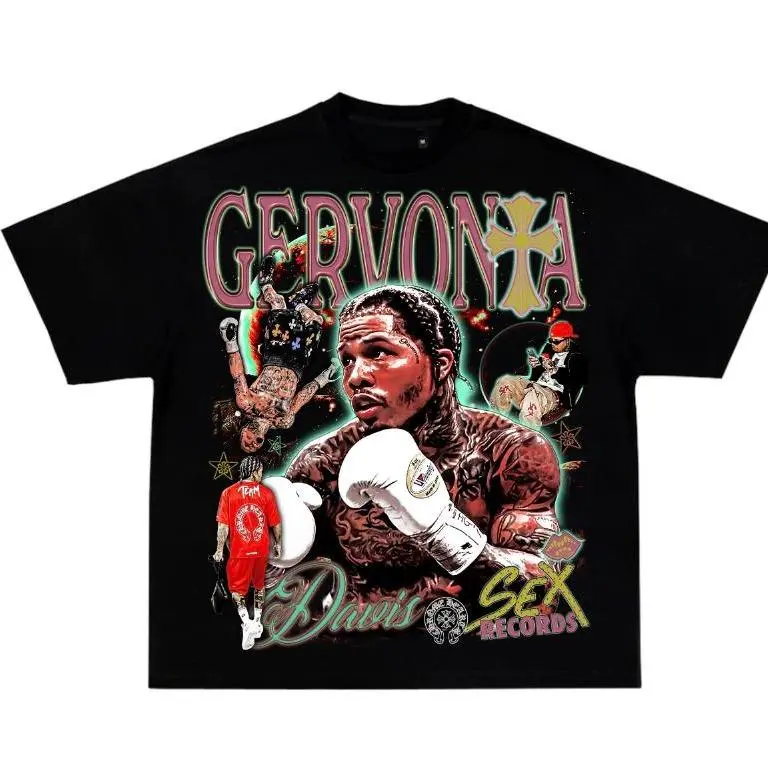 Tank Davis Gervanta Bhrome Hearts Heavy Weight DTG Print Double Sided Tee 100% Cotton Menswear Oversized Top Streetwear Tshirt