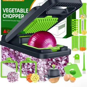 Vegetable Chopper & Cutter Multi-functional One-piece Design with 3 Blades for Dicing Slicing and Grating Vegetables Versatile Kitchen Tool for Simplified Cooking