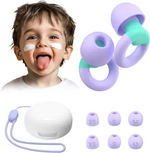 Kids Ear Plugs(6+yrs)-2 Pairs of Reusable Noise Reduction Earplugs for Small Canal With 6 Tips,Soft Silicone Earplugs for Sleeping,Focus,Travel,Socializing,Concert&Hearing Protection 25dB-30dB
