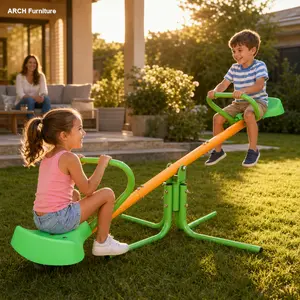 360-Degree Rotation ARCH Iron Frame Seesaw for Kids Ages 3-8, Sit-and-Spin Swivel Teeter Totter, Outdoor Play Equipment for Backyard, Outdoor Kids Stuff,summervibes