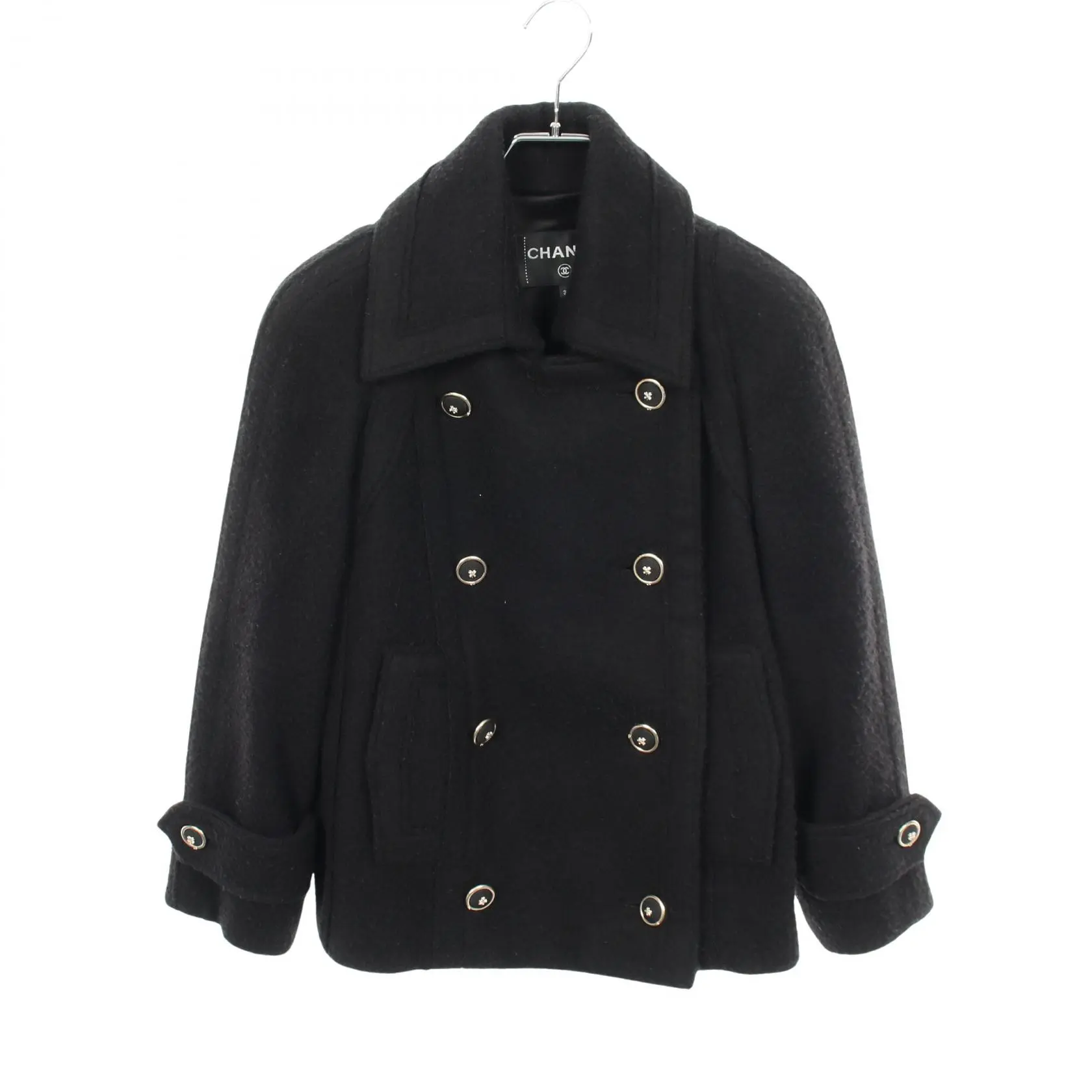 Pre-owned CHANEL Wool Small Leather Goods Cashmere Coat