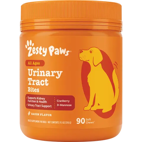 Zesty Paws Urinary Tract Bites for Dogs Soft Chew Pet Treats with Cranberry D-Mannose & Astragalus for Kidney Bladder Health Ut Support Immune Function Premium InCRANable Concentrate Chicken Flavor