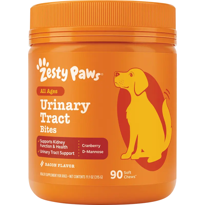 Zesty Paws Urinary Tract Bites for Dogs Soft Chew Pet Treats with Cranberry D-Mannose & Astragalus for Kidney Bladder Health Ut Support Immune Function Premium InCRANable Concentrate Chicken Flavor