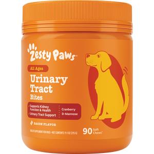 Zesty Paws Urinary Tract Bites for Dogs Soft Chew Pet Treats with Cranberry D-Mannose & Astragalus for Kidney Bladder Health Ut Support Immune Function Premium InCRANable Concentrate Chicken Flavor