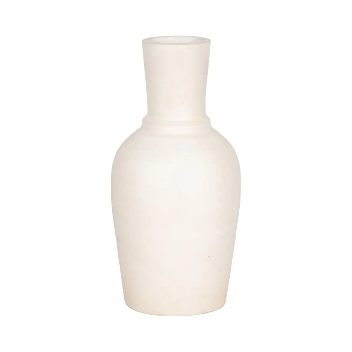 212 MAIN 16 in. Terracotta Vase with Neck Ring - Modern Ivory Home Decor Piece for Wall Display