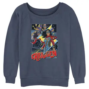 Juniors Womens Marvel: Ms. Marvel Retro Kamala Embiggen Sweatshirt