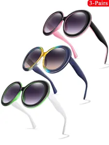 Unisex Simple Style Plain Color Sunglasses, Trendy Casual Round Frame Sunglasses for Outdoor Sports, Fashion Accessories for Outdoor Travel Beach