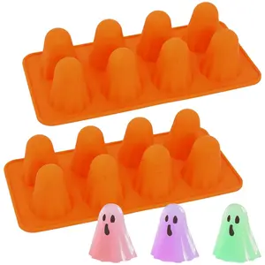 2pcs 3D Ghost Silicone Mold Halloween Baking Molds for Chocolate Jello Candy Gummy Cake Pop Soap Food Ice, Cute Ghost Jello Shot Mold Halloween Chocolate Molds Silicone Shapes Halloween Bakeware