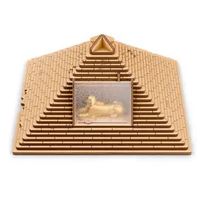 Wooden Pyramid Puzzle Box: Brain Teaser with Secret Compartment, Escape Room Gift Multifunction