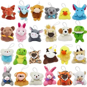 NEW 24 Packs Mini Plush Animals Toys, Animals Keychain Charms for Kids, Small Stuffed Animal Bulk for Kids, Easter Party Favors, Easter Basket Stuffers, Carnival Prizes, School Gifts