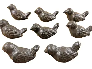 8 CAST IRON BIRD CABINET KNOBS PULLS DRAWER DRESSER HANDLES RUSTIC BIRDS SPARROW
