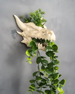 Drip & Decay Dragon Skull Wall Planter – Gothic Fantasy Hanging Pot | 3D Printed Skull Wall Décor (2 Sizes)